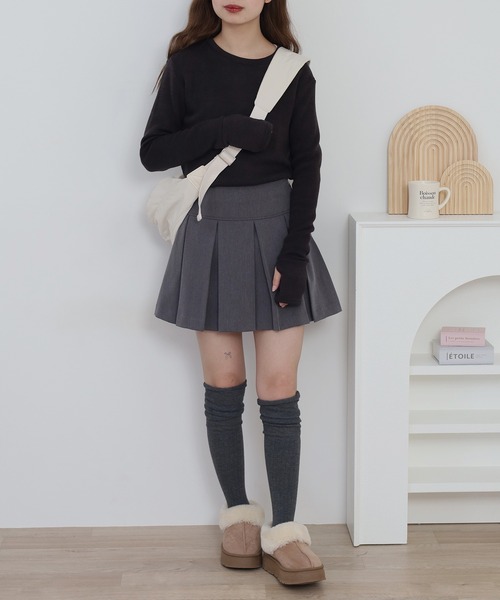 atONE(アットワン)の「裏起毛指ぬきニットソー(ニット/セーター・レディース・ブラック/ピンク・M)」の8枚目の写真
