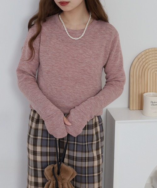 atONE(アットワン)の「裏起毛指ぬきニットソー(ニット/セーター・レディース・ブラック/ピンク・M)」の10枚目の写真