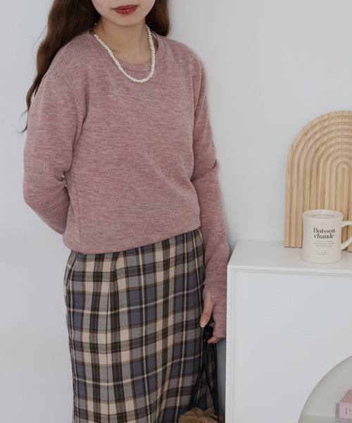 atONE(アットワン)の「裏起毛指ぬきニットソー(ニット/セーター・レディース・ブラック/ピンク・M)」の14枚目の写真