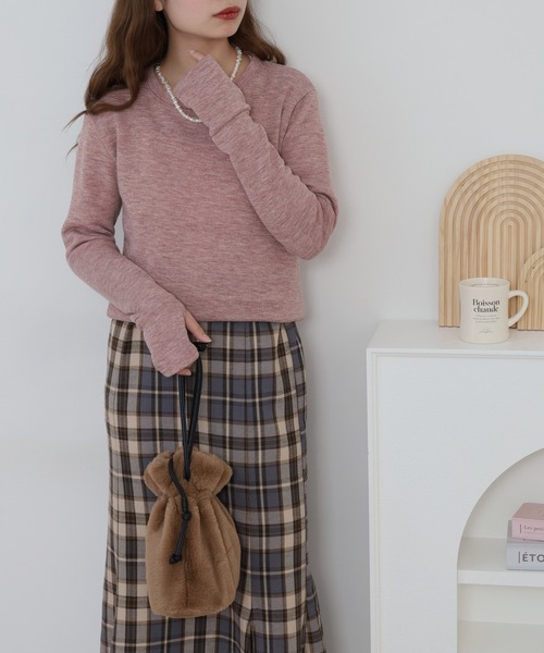 atONE(アットワン)の「裏起毛指ぬきニットソー(ニット/セーター・レディース・ブラック/ピンク・M)」の13枚目の写真