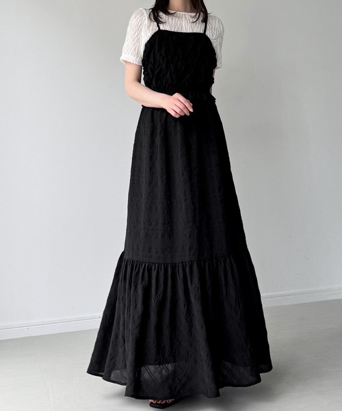 junoah(ジュノア)の「シャーリングベアキャミワンピース(ワンピース・レディース・ピンク/クリーム/ブラック・SMALL/MEDIUM/LARGE)」の2枚目の写真