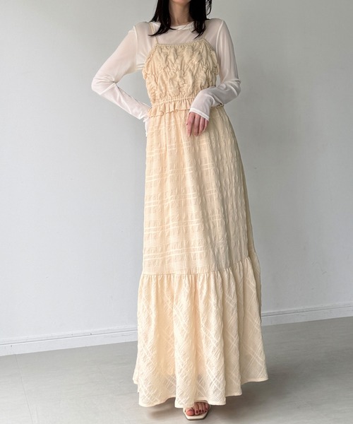 junoah(ジュノア)の「シャーリングベアキャミワンピース(ワンピース・レディース・ピンク/クリーム/ブラック・SMALL/MEDIUM/LARGE)」の5枚目の写真