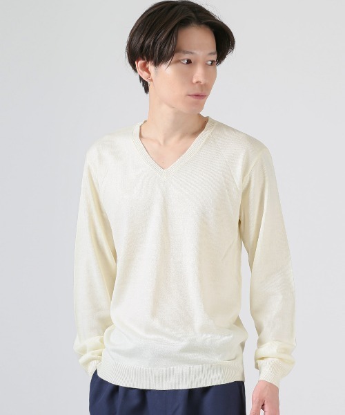 LUXSTYLE(ラグスタイル)の「カシミヤタッチVネックセーター(ニット/セーター・メンズ・ホワイト/ブラック/チャコールグレー・L/XL/M)」の6枚目の写真