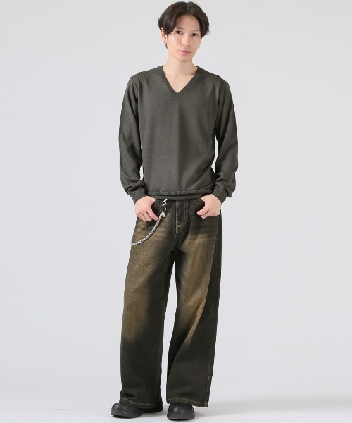LUXSTYLE(ラグスタイル)の「カシミヤタッチVネックセーター(ニット/セーター・メンズ・ホワイト/ブラック/チャコールグレー・L/XL/M)」の9枚目の写真