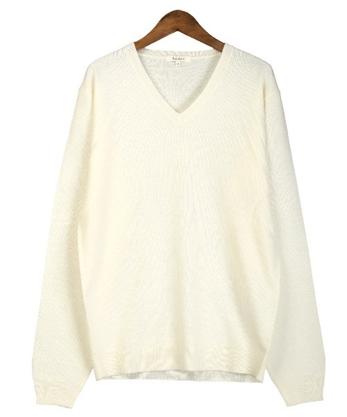 LUXSTYLE(ラグスタイル)の「カシミヤタッチVネックセーター(ニット/セーター・メンズ・ホワイト/ブラック/チャコールグレー・L/XL/M)」の16枚目の写真