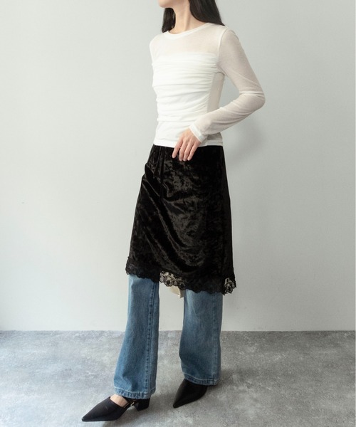 on:nue（オンニュ）の「【on:nue】[お気に入り登録数3,500突破！] エアリータッチシャーリングトップス（Tシャツ/カットソー・レディース・ブラウン/アイボリー・FREE）」の20枚目の写真