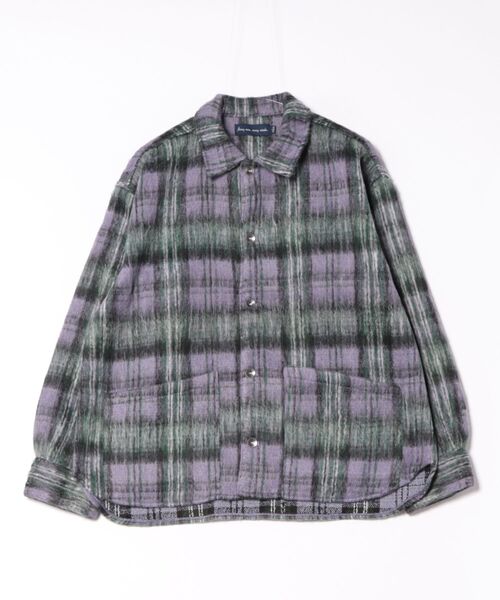 many men many mind(メニーメンメニーマインド)の「●many men many mind●シャギーチェックルーズシャツブルゾン(カバーオール・メンズ・マスタード/パープル・LARGE/MEDIUM)」の2枚目の写真