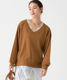 Elura | レースコンビVネックニット/641242(ニット/セーター)