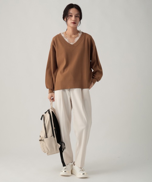 Elura（エルーラ）の「レースコンビVネックニット/641242（ニット/セーター・レディース・ホワイト/ブラック/キャメル・FREE）」の22枚目の写真
