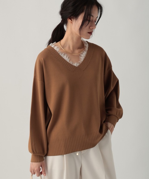 Elura（エルーラ）の「レースコンビVネックニット/641242（ニット/セーター・レディース・ホワイト/ブラック/キャメル・FREE）」の19枚目の写真