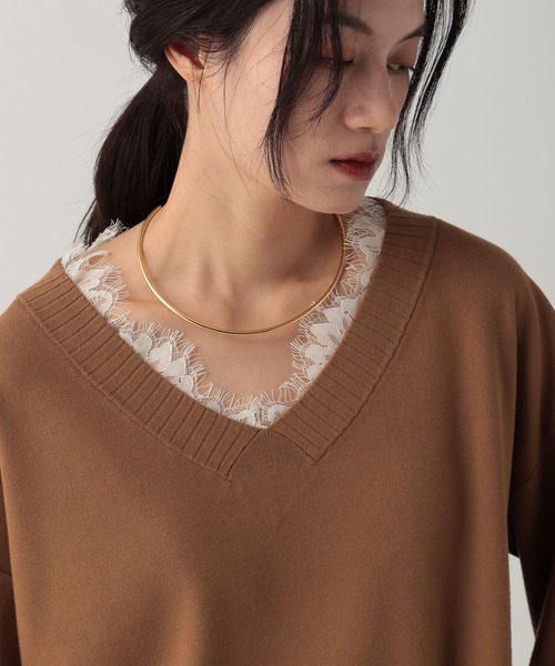 Elura（エルーラ）の「レースコンビVネックニット/641242（ニット/セーター・レディース・ホワイト/ブラック/キャメル・FREE）」の21枚目の写真