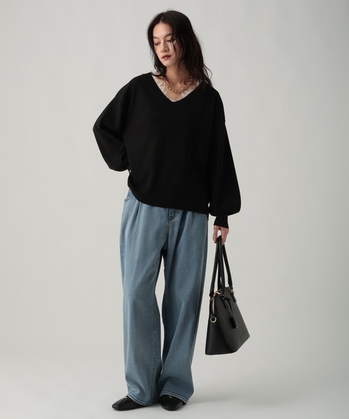 Elura（エルーラ）の「レースコンビVネックニット/641242（ニット/セーター・レディース・ホワイト/ブラック/キャメル・FREE）」の16枚目の写真