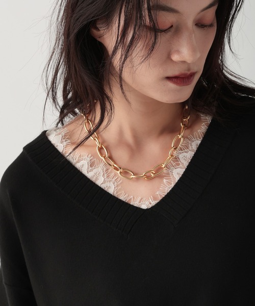 Elura（エルーラ）の「レースコンビVネックニット/641242（ニット/セーター・レディース・ホワイト/ブラック/キャメル・FREE）」の15枚目の写真