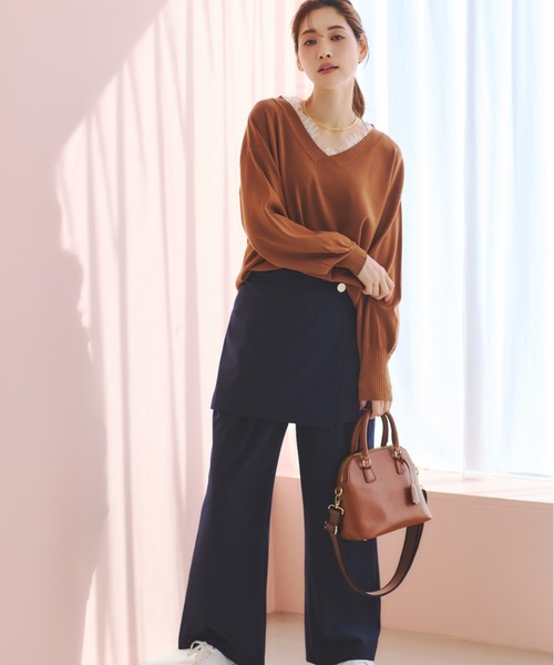 Elura（エルーラ）の「レースコンビVネックニット/641242（ニット/セーター・レディース・ホワイト/ブラック/キャメル・FREE）」の5枚目の写真