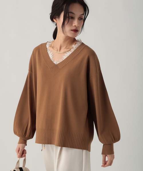 Elura（エルーラ）の「レースコンビVネックニット/641242（ニット/セーター・レディース・ホワイト/ブラック/キャメル・FREE）」の18枚目の写真