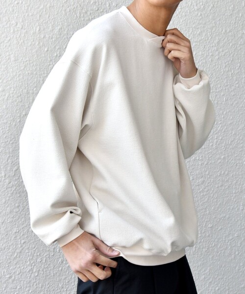 SHIPS any（シップス エニィ）の「SHIPS any:〈洗濯機可能〉フクレ ジャガード ダンボール レイヤード ネック プルオーバー◇（スウェット・メンズ・ブラック/ライトブルー/ナチュラル/グレー・X-LARGE/LARGE/MEDIUM）」の9枚目の写真