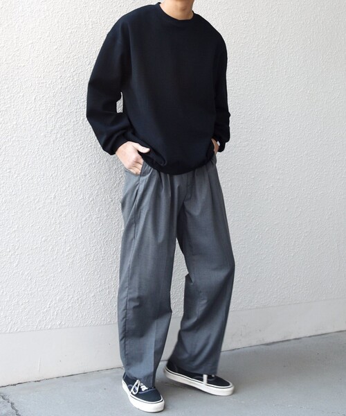 SHIPS any（シップス エニィ）の「SHIPS any:〈洗濯機可能〉フクレ ジャガード ダンボール レイヤード ネック プルオーバー◇（スウェット・メンズ・ブラック/ライトブルー/ナチュラル/グレー・X-LARGE/LARGE/MEDIUM）」の12枚目の写真