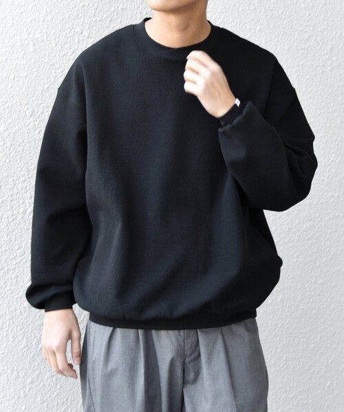 SHIPS any（シップス エニィ）の「SHIPS any:〈洗濯機可能〉フクレ ジャガード ダンボール レイヤード ネック プルオーバー◇（スウェット・メンズ・ブラック/ライトブルー/ナチュラル/グレー・X-LARGE/LARGE/MEDIUM）」の13枚目の写真