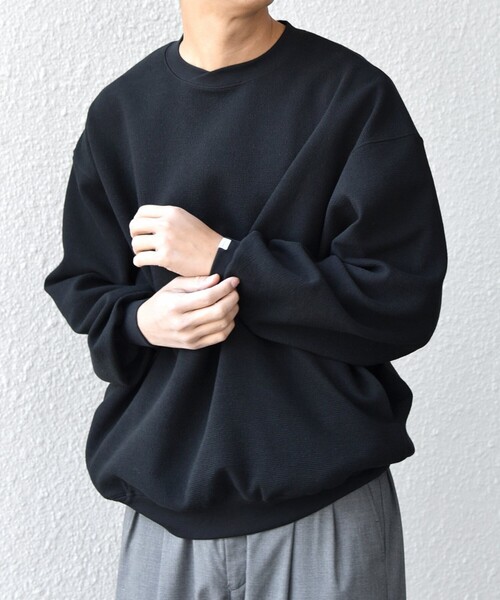 SHIPS any（シップス エニィ）の「SHIPS any:〈洗濯機可能〉フクレ ジャガード ダンボール レイヤード ネック プルオーバー◇（スウェット・メンズ・ブラック/ライトブルー/ナチュラル/グレー・X-LARGE/LARGE/MEDIUM）」の14枚目の写真