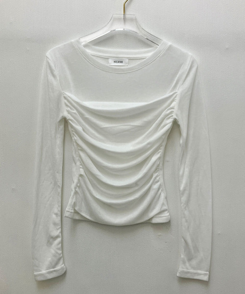 VIVID LADY(ビビッドレディー)の「シアー切替 ドレープ ロングスリーブTシャツ(Tシャツ/カットソー・レディース・アイボリー/カーキ/オリーブ・SMALL/MEDIUM)」の17枚目の写真