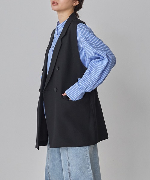 hunch（ハンチ）の「【WEB限定/別注】【セットアップ対応】杢調ミディ丈 ジレ　セレモニー/オケージョン/オフィスカジュアル/通勤（ベスト・レディース・ベージュ/ブラック/チャコール・FREE）」の8枚目の写真