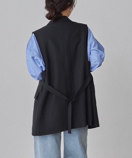 hunch（ハンチ）の「【WEB限定/別注】【セットアップ対応】杢調ミディ丈 ジレ　セレモニー/オケージョン/オフィスカジュアル/通勤（ベスト・レディース・ベージュ/ブラック/チャコール・FREE）」の9枚目の写真