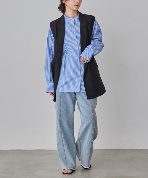 hunch（ハンチ）の「【WEB限定/別注】【セットアップ対応】杢調ミディ丈 ジレ　セレモニー/オケージョン/オフィスカジュアル/通勤（ベスト・レディース・ベージュ/ブラック/チャコール・FREE）」の10枚目の写真