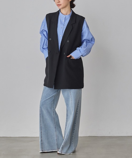 hunch（ハンチ）の「【WEB限定/別注】【セットアップ対応】杢調ミディ丈 ジレ　セレモニー/オケージョン/オフィスカジュアル/通勤（ベスト・レディース・ベージュ/ブラック/チャコール・FREE）」の11枚目の写真