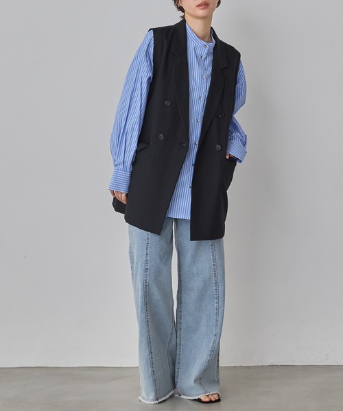 hunch（ハンチ）の「【WEB限定/別注】【セットアップ対応】杢調ミディ丈 ジレ　セレモニー/オケージョン/オフィスカジュアル/通勤（ベスト・レディース・ベージュ/ブラック/チャコール・FREE）」の12枚目の写真