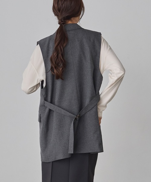 hunch（ハンチ）の「【WEB限定/別注】【セットアップ対応】杢調ミディ丈 ジレ　セレモニー/オケージョン/オフィスカジュアル/通勤（ベスト・レディース・ベージュ/ブラック/チャコール・FREE）」の14枚目の写真