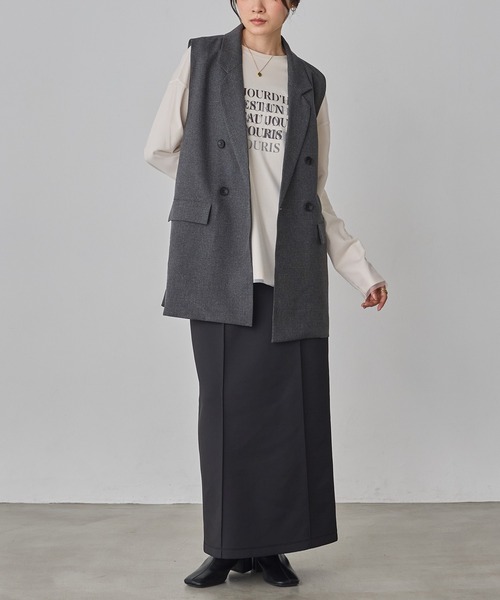 hunch（ハンチ）の「【WEB限定/別注】【セットアップ対応】杢調ミディ丈 ジレ　セレモニー/オケージョン/オフィスカジュアル/通勤（ベスト・レディース・ベージュ/ブラック/チャコール・FREE）」の15枚目の写真