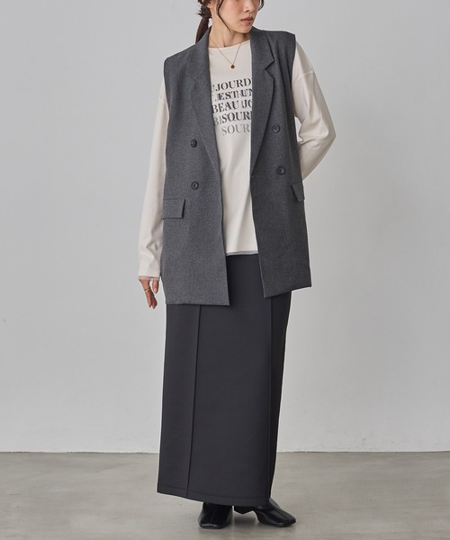 hunch（ハンチ）の「【WEB限定/別注】【セットアップ対応】杢調ミディ丈 ジレ　セレモニー/オケージョン/オフィスカジュアル/通勤（ベスト・レディース・ベージュ/ブラック/チャコール・FREE）」の17枚目の写真