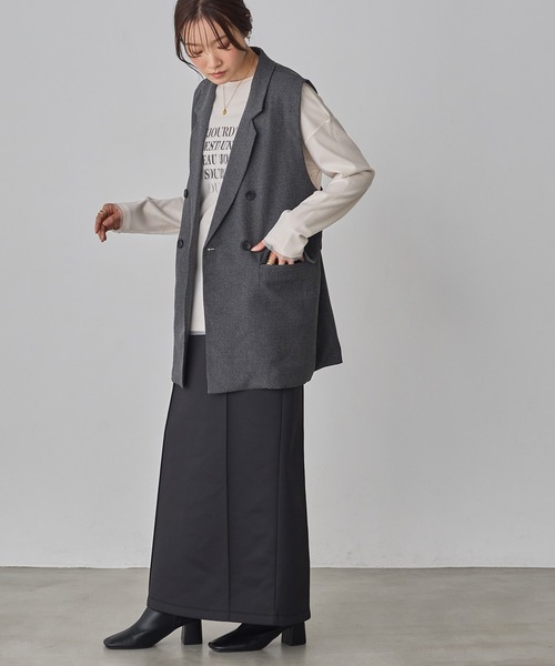 hunch（ハンチ）の「【WEB限定/別注】【セットアップ対応】杢調ミディ丈 ジレ　セレモニー/オケージョン/オフィスカジュアル/通勤（ベスト・レディース・ベージュ/ブラック/チャコール・FREE）」の18枚目の写真