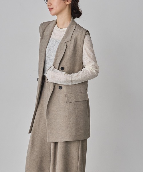 hunch（ハンチ）の「【WEB限定/別注】【セットアップ対応】杢調ミディ丈 ジレ　セレモニー/オケージョン/オフィスカジュアル/通勤（ベスト・レディース・ベージュ/ブラック/チャコール・FREE）」の19枚目の写真