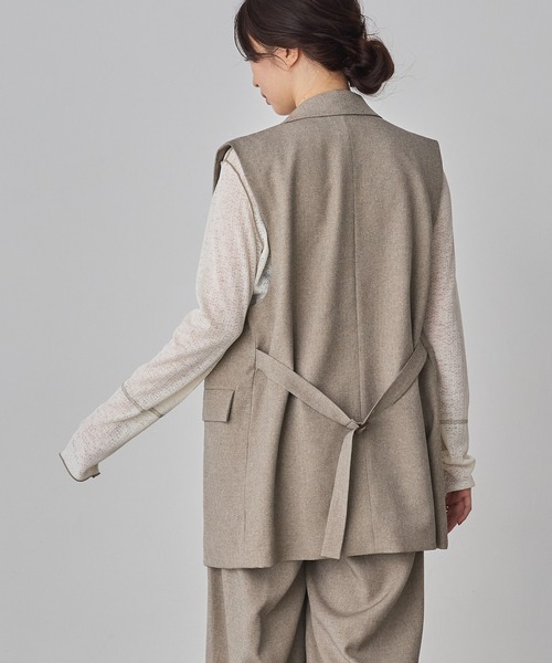hunch（ハンチ）の「【WEB限定/別注】【セットアップ対応】杢調ミディ丈 ジレ　セレモニー/オケージョン/オフィスカジュアル/通勤（ベスト・レディース・ベージュ/ブラック/チャコール・FREE）」の20枚目の写真