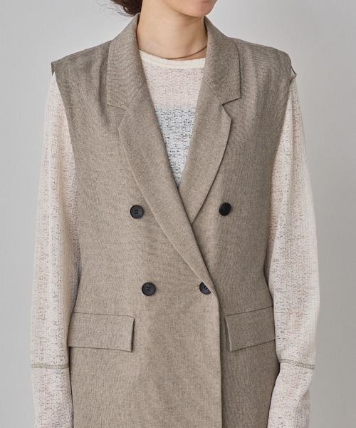 hunch（ハンチ）の「【WEB限定/別注】【セットアップ対応】杢調ミディ丈 ジレ　セレモニー/オケージョン/オフィスカジュアル/通勤（ベスト・レディース・ベージュ/ブラック/チャコール・FREE）」の21枚目の写真