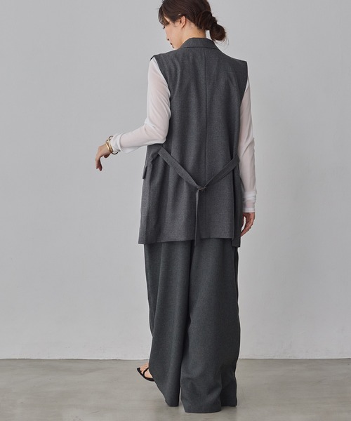 hunch（ハンチ）の「【WEB限定/別注】【セットアップ対応】杢調ミディ丈 ジレ　セレモニー/オケージョン/オフィスカジュアル/通勤（ベスト・レディース・ベージュ/ブラック/チャコール・FREE）」の6枚目の写真