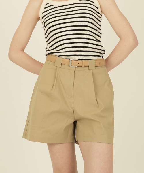 THE-ABON(エイボン)の「イニ リネンピンタック ショートパンツ ベージュ(その他パンツ・レディース・その他・S/M/L)」の1枚目の写真