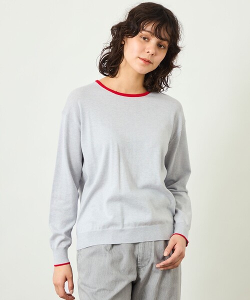 MACKINTOSH PHILOSOPHY(マッキントッシュ フィロソフィー)の「GREY LABEL バイカラークルーネックニット(ニット/セーター・レディース・ベージュ/ダークネイビー/グレー系その他・2/6)」の1枚目の写真
