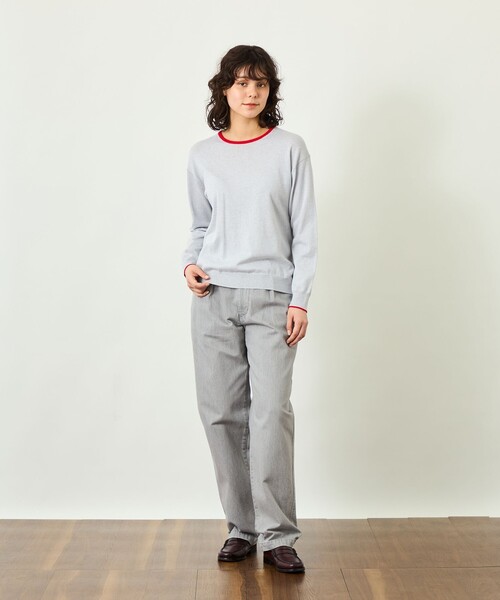 MACKINTOSH PHILOSOPHY(マッキントッシュ フィロソフィー)の「GREY LABEL バイカラークルーネックニット(ニット/セーター・レディース・ベージュ/ダークネイビー/グレー系その他・2/6)」の4枚目の写真