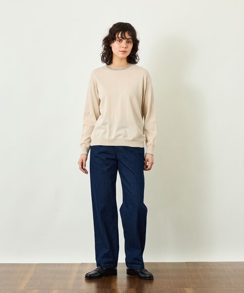 MACKINTOSH PHILOSOPHY(マッキントッシュ フィロソフィー)の「GREY LABEL バイカラークルーネックニット(ニット/セーター・レディース・ベージュ/ダークネイビー/グレー系その他・2/6)」の6枚目の写真