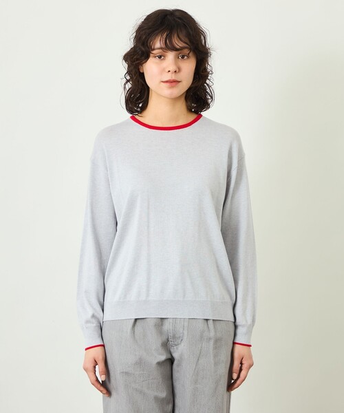 MACKINTOSH PHILOSOPHY(マッキントッシュ フィロソフィー)の「GREY LABEL バイカラークルーネックニット(ニット/セーター・レディース・ベージュ/ダークネイビー/グレー系その他・2/6)」の7枚目の写真