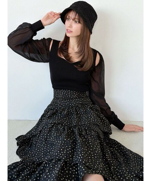 RESEXXY（リゼクシー）の「シアースリーブニットプルオーバー（ニット/セーター・レディース・ブラック/ホワイト/ピンク・FREE）」の11枚目の写真