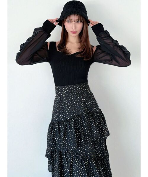 RESEXXY（リゼクシー）の「シアースリーブニットプルオーバー（ニット/セーター・レディース・ブラック/ホワイト/ピンク・FREE）」の12枚目の写真