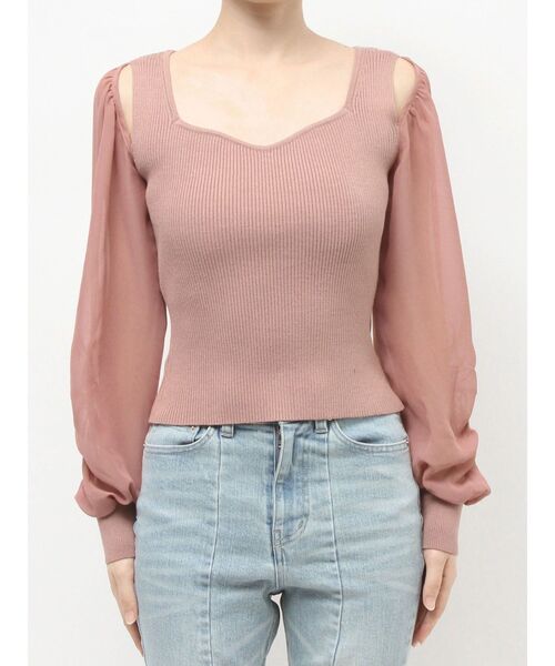 RESEXXY（リゼクシー）の「シアースリーブニットプルオーバー（ニット/セーター・レディース・ブラック/ホワイト/ピンク・FREE）」の15枚目の写真