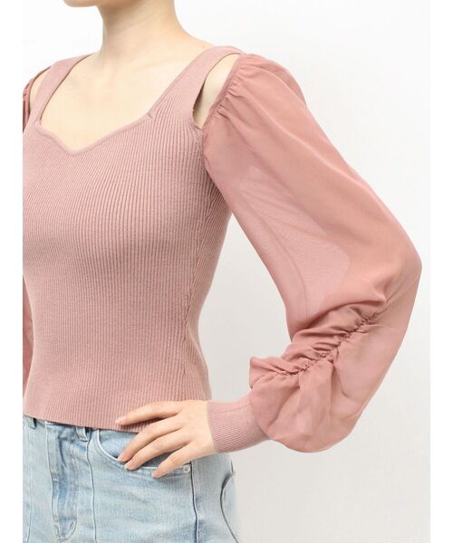 RESEXXY（リゼクシー）の「シアースリーブニットプルオーバー（ニット/セーター・レディース・ブラック/ホワイト/ピンク・FREE）」の19枚目の写真