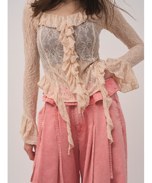 SNIDEL(スナイデル)の「ウエストデザインボリュームワイドパンツ(その他パンツ・レディース・ライトブルー/ブラウン/グレー・1/0)」の5枚目の写真