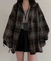 SPIGA | ｵｰﾊﾞｰｻｲｽﾞﾁｪｯｸｼｬﾂﾌｰﾃﾞｨ(パーカー)