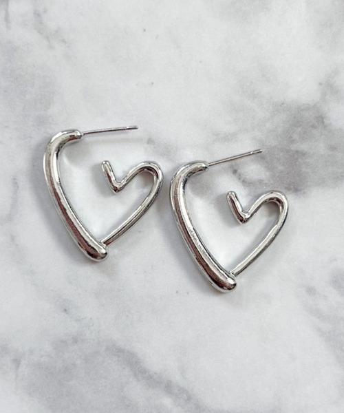  ハート型スタッドピアス セール】YU-KA:ハートデザインスタッドピアス Heart design stud