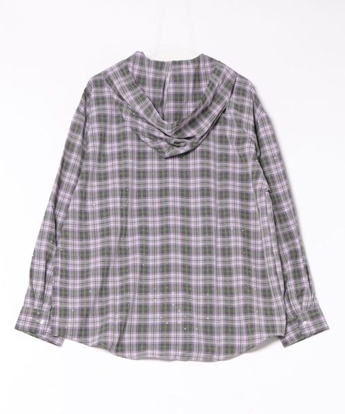 ViViDAY(ビビデー)の「ラインストーン&チェック柄ビッグシルエットシャツ(シャツ/ブラウス・レディース・パープル/ピンク・M)」の14枚目の写真